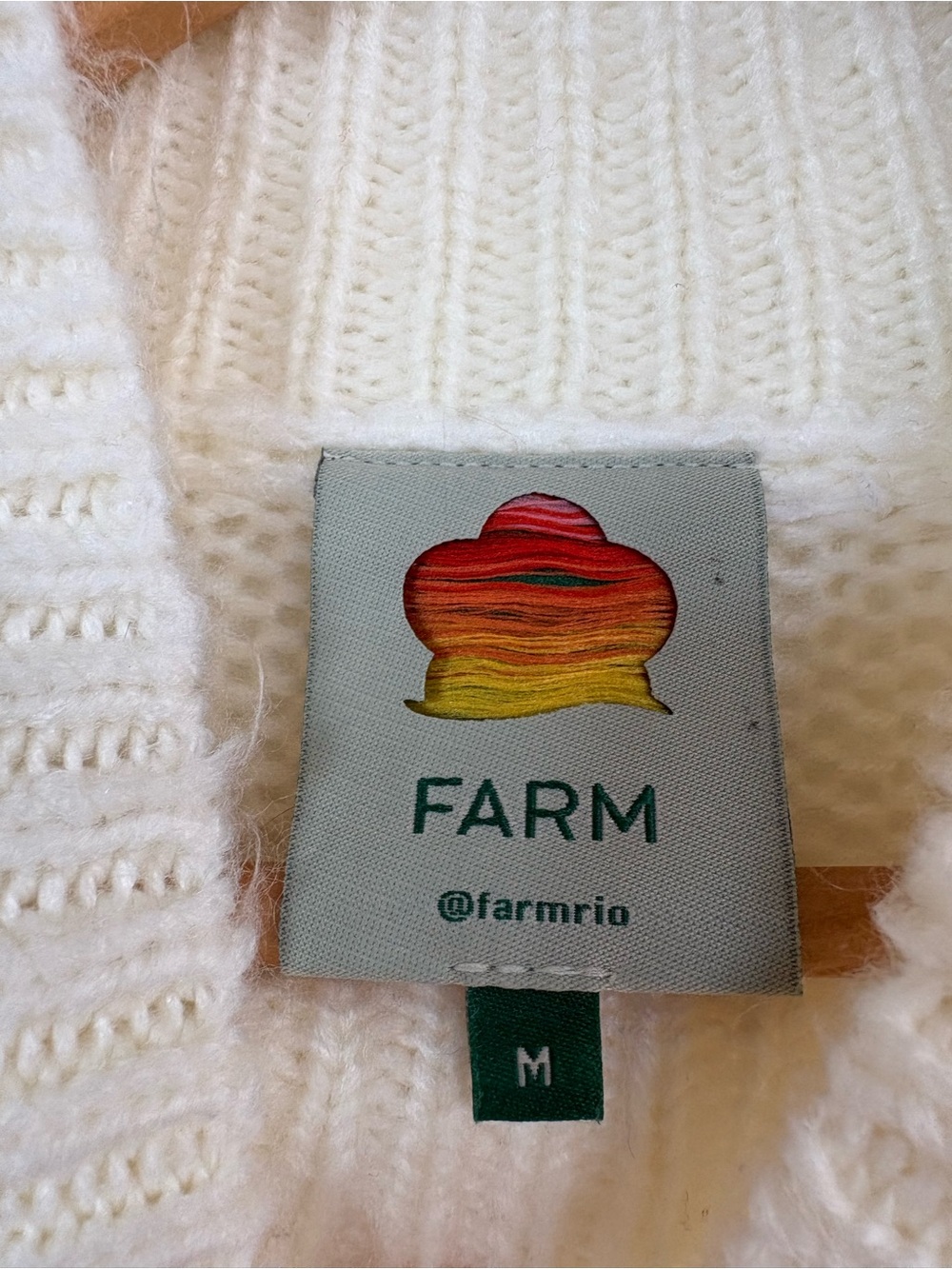 Farm Rio Cream Handmade Flowers TurtleNeck Sweater w/ Appliqué Puff Sleeves S:M - Picture 4 of 12